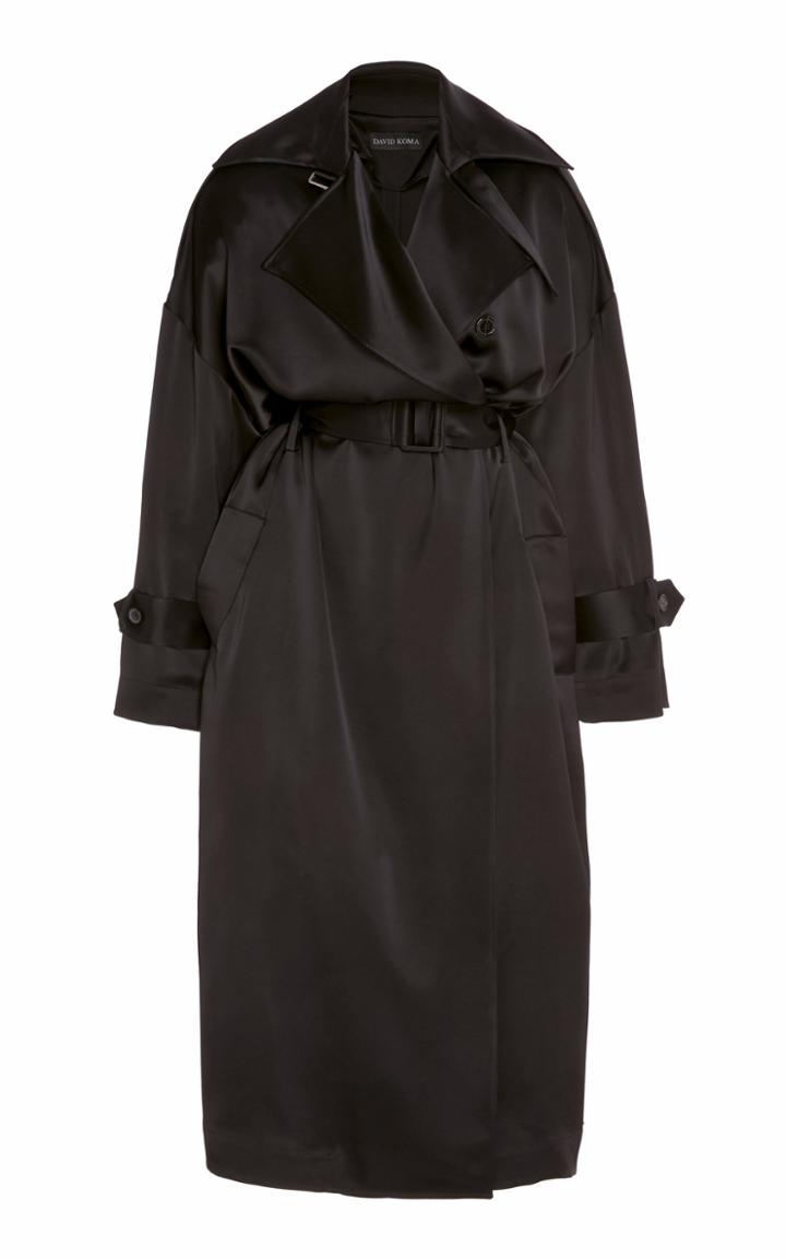 Moda Operandi David Koma Oversized Satin Trench Coat Size: 6