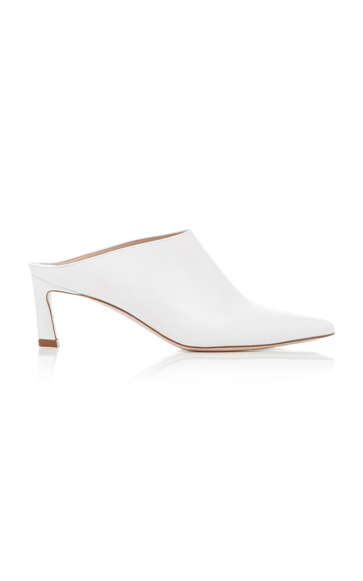 Stuart Weitzman Mira Leather Pointed-toe Mules