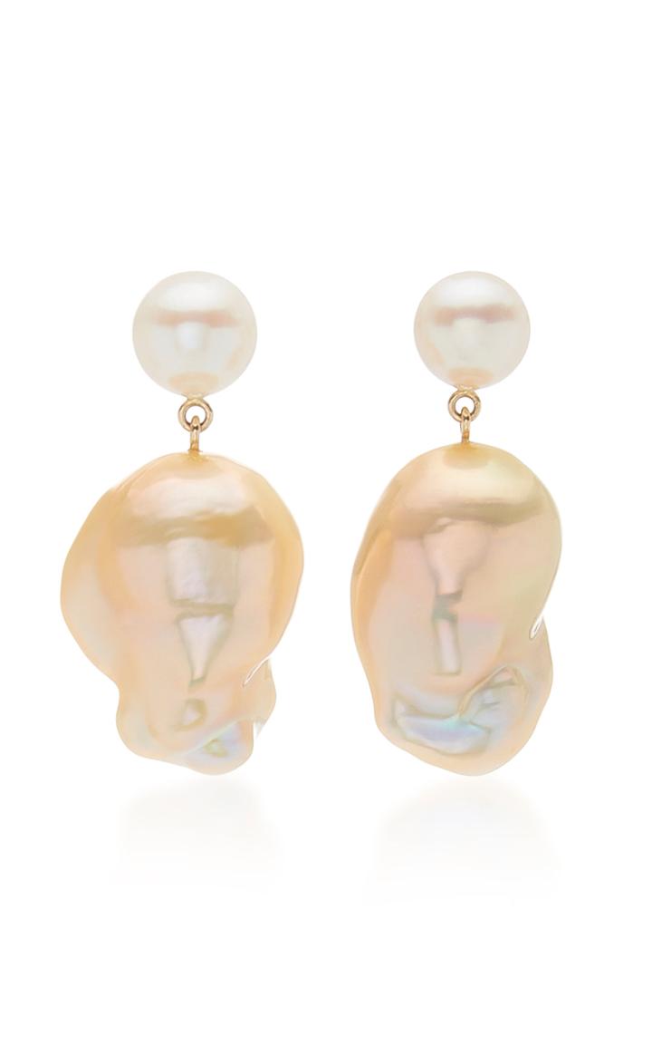 Sophie Bille Brahe Venus Rose 14k Yellow Gold & Pearl Earrings
