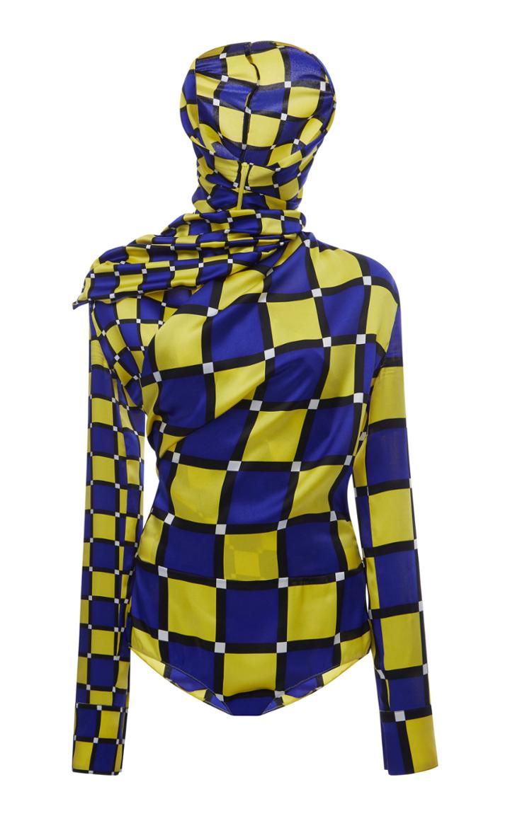 Versace Hooded Silk Stretch Satin Top