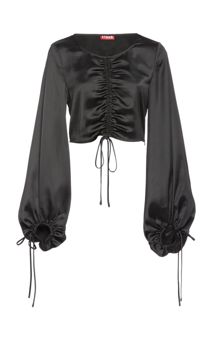 Staud Exclusive Blossom Cropped Ruched Jersey Top