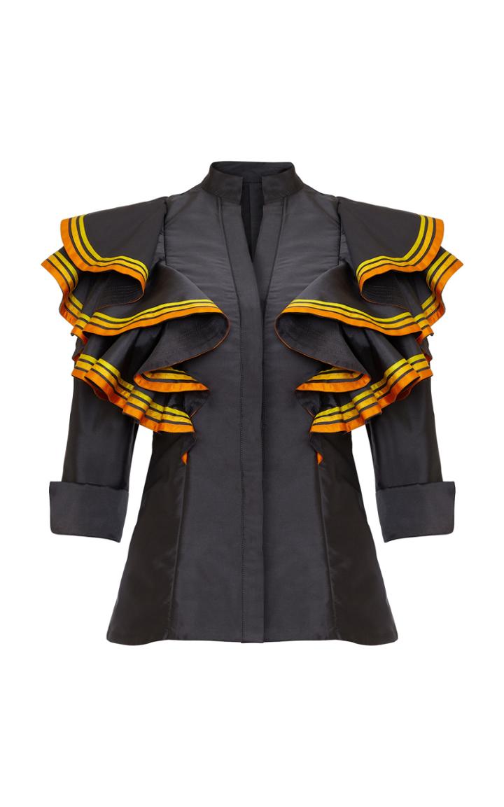 Khosla Jani Striped Ruffle Blouse