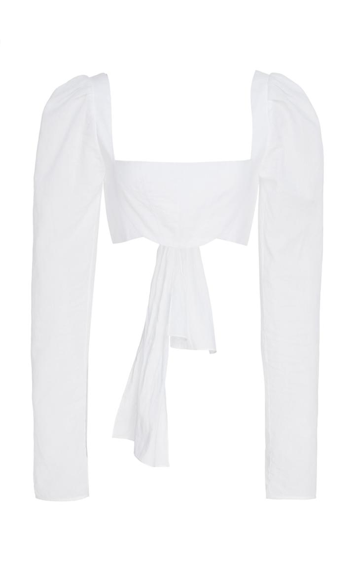 Rosie Assoulin Tie Back Long Sleeve Bandeau Top
