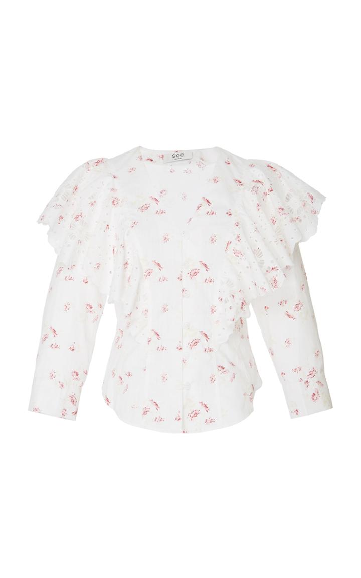 Sea Alouette Eyelet Button Down Blouse