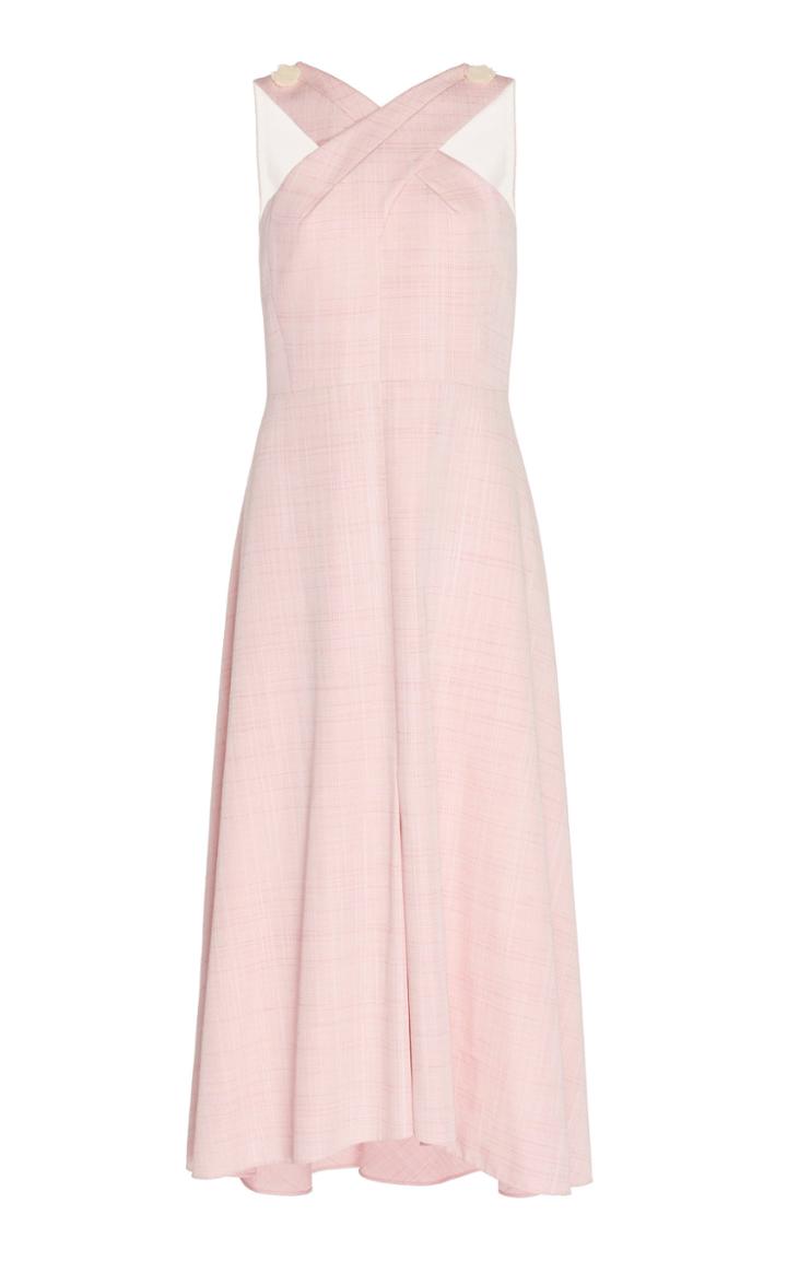 Delpozo Cross Halter Poplin Midi Dress