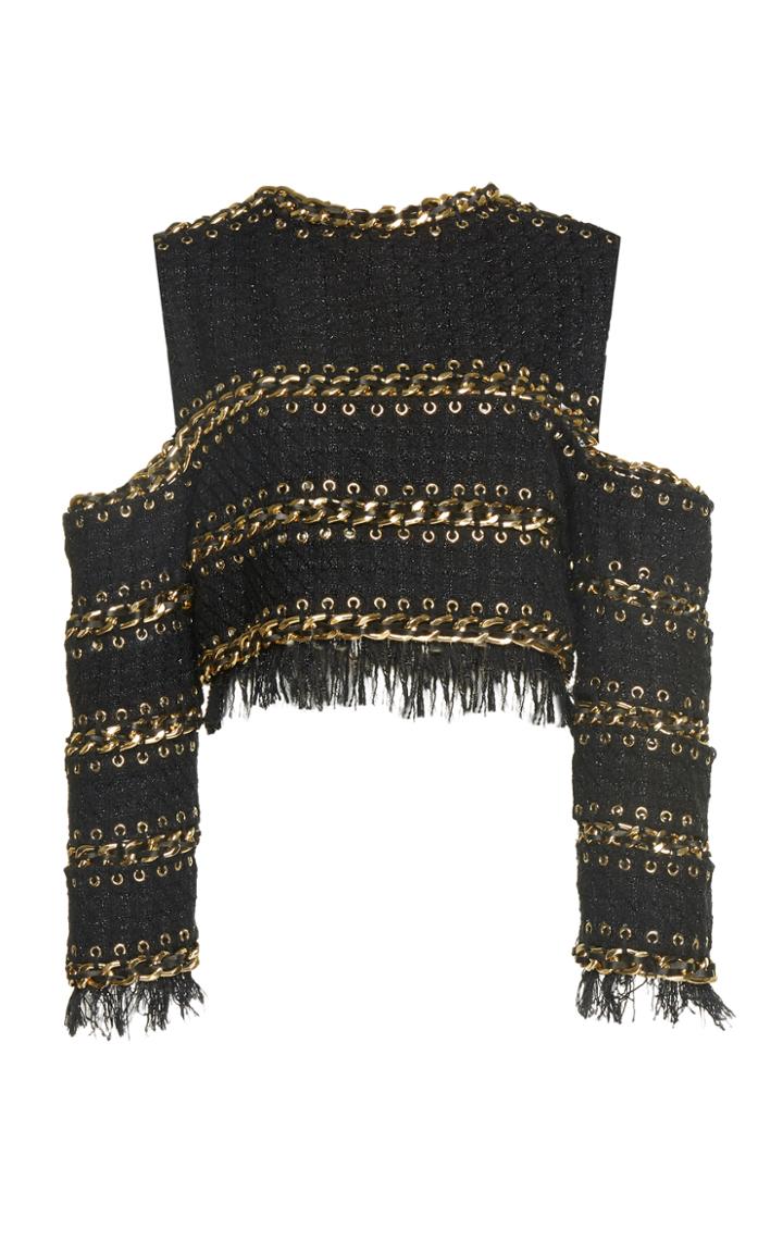 Balmain Fringe And Chain Crop Top