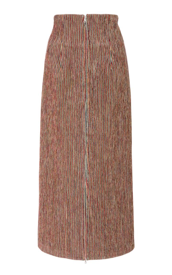 Rosetta Getty Corduroy High Rise Zip Front Skirt