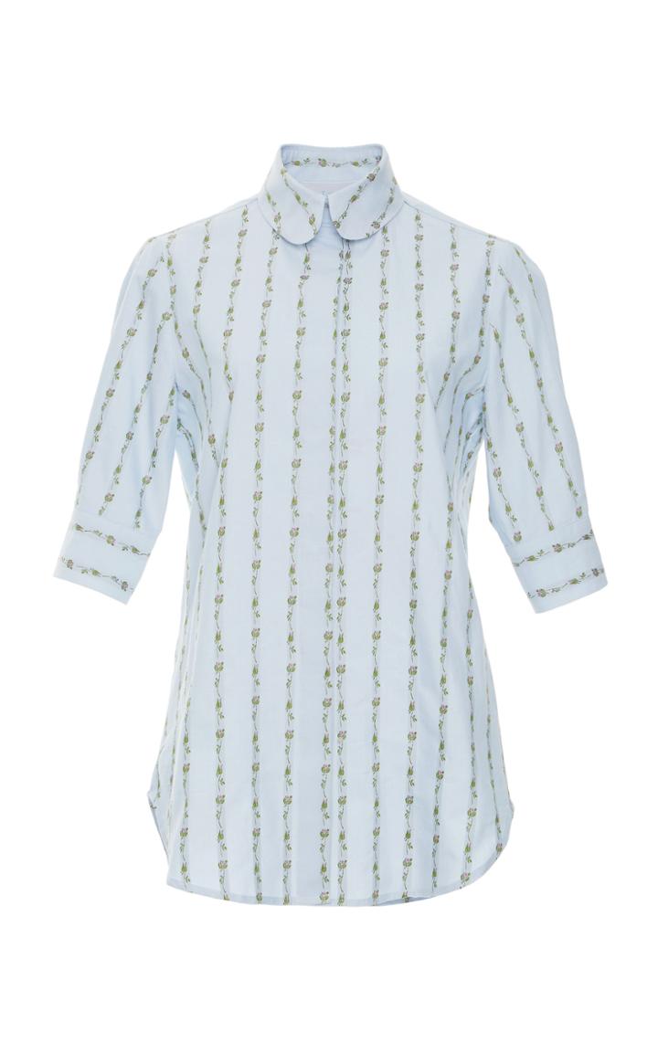 Luisa Beccaria Cotton Jacquard Floral Shirt