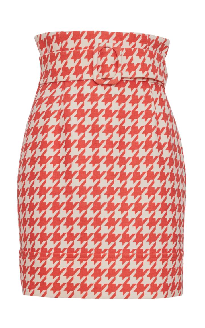 Sara Battaglia Belted Houndstooth-print Mini Skirt