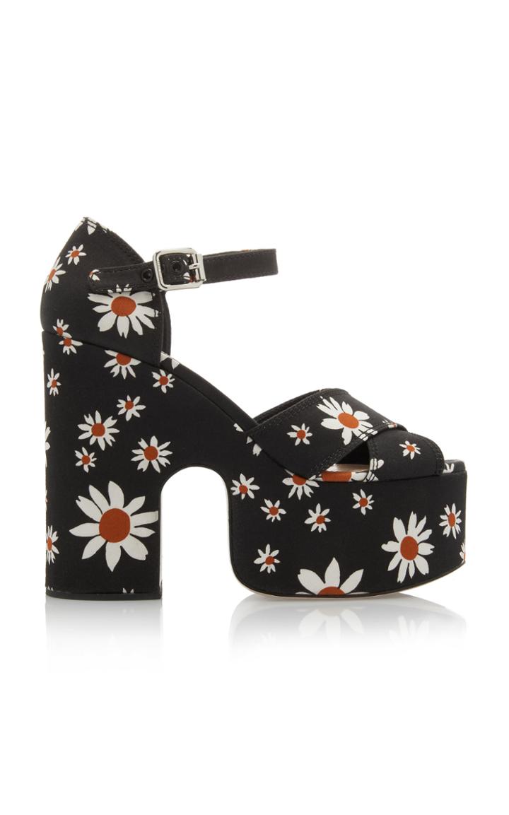 Miu Miu Floral-print Gabardine Platform Sandals