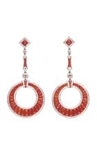 Moda Operandi Stephen Russell Platinum Coral & Diamond Drop Earrings