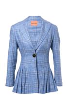 Maggie Marilyn Suit Yourself Pleated Plaid Linen Blazer