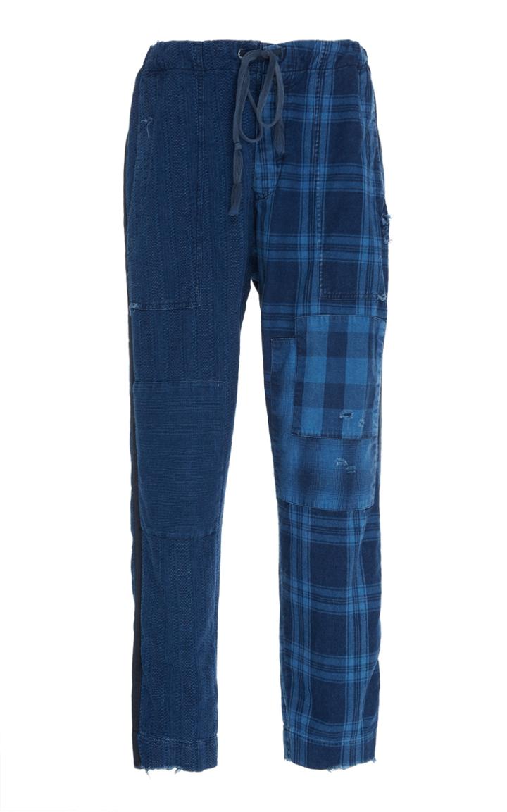 Greg Lauren Paneled Straight-leg Cotton Pants