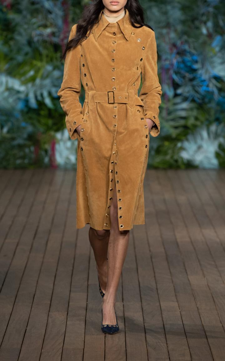 Alberta Ferretti Eyelet-embellished Suede Coat