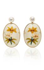 Silvia Furmanovich Marquetry White Raised Lily Drop Earrings