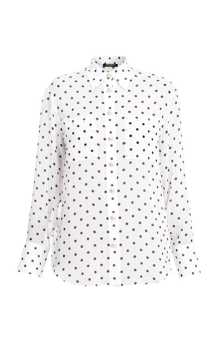 Balmain Polka Dot Silk Button-down Shirt