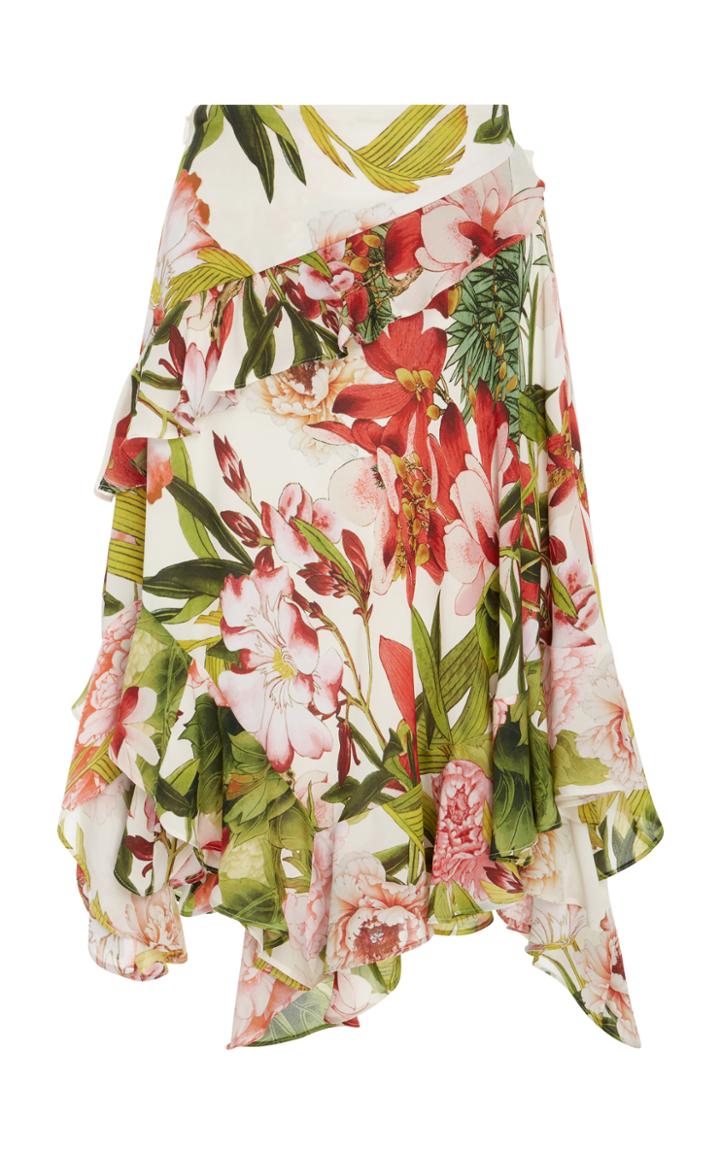 Josie Natori Asymmetrical Floral Skirt