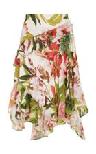 Josie Natori Asymmetrical Floral Skirt