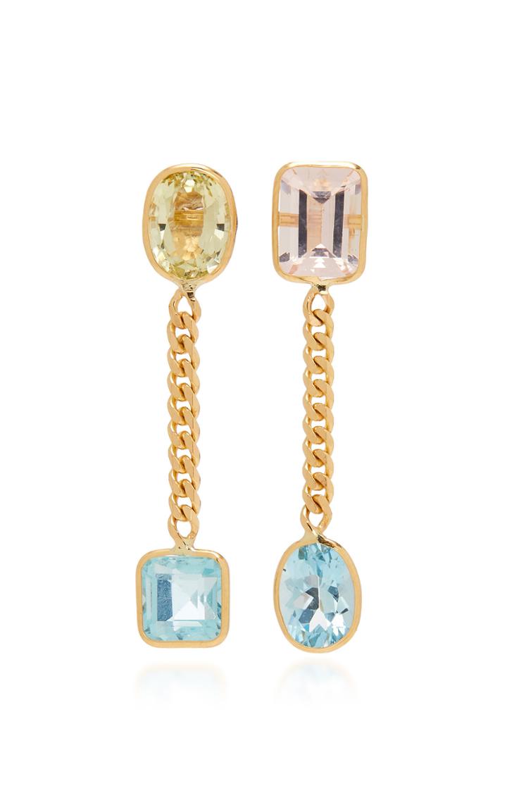 Objet-a 18k Gold Aquamarine And Morganite Earrings