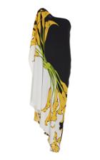 Mi Jong Lee Printed One Shoulder Drape Dress