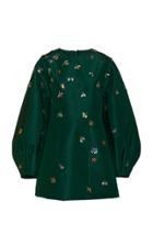 Carolina Herrera Embellished Silk Satin Shift Dress