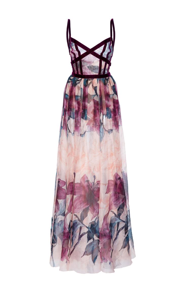 Elie Saab Printed Organza Gown