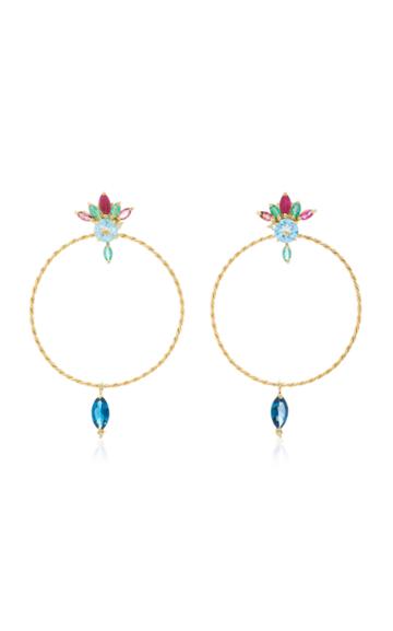 Carolina Neves 18k Gold Multi-stone Hoop Earrings