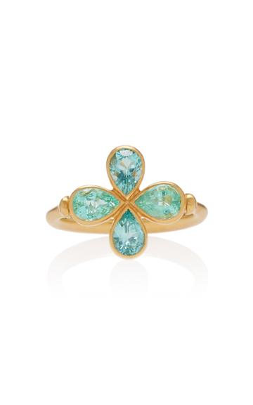 Marie-hlne De Taillac One-of-a-kind Apatite And Paraiba Clover Swivel Ring