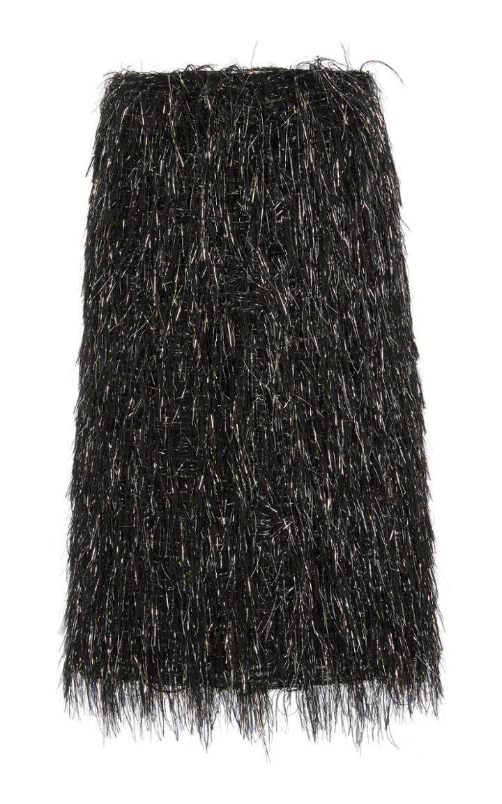 Mansur Gavriel Fringed Silk-blend Lam Skirt