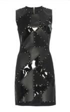 Versace Stud Embellished Leather Mini Dress