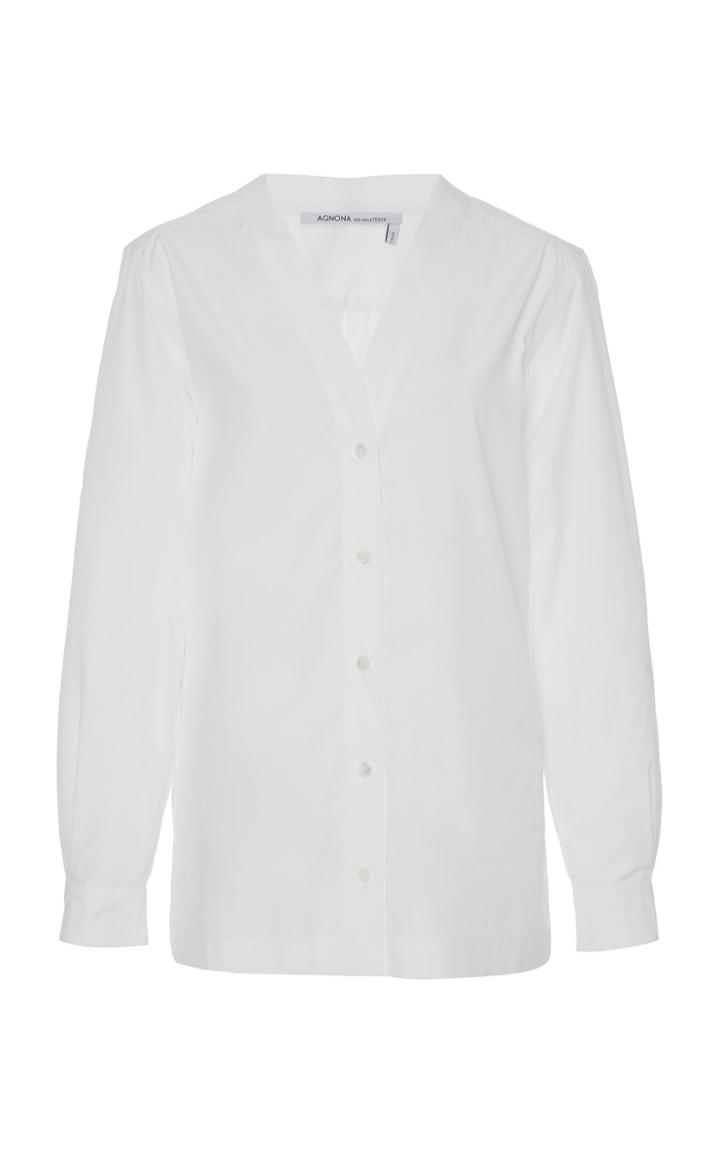 Agnona Collarless Button Down Shirt