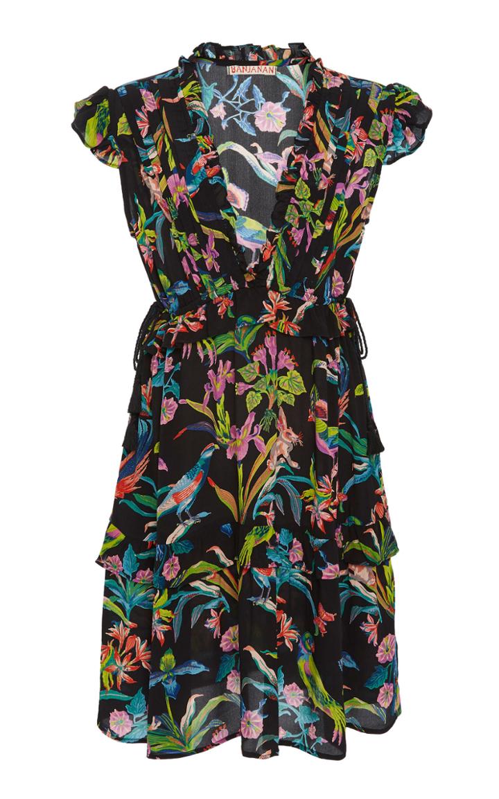 Banjanan Chandra Floral Silk Crepe Midi Dress