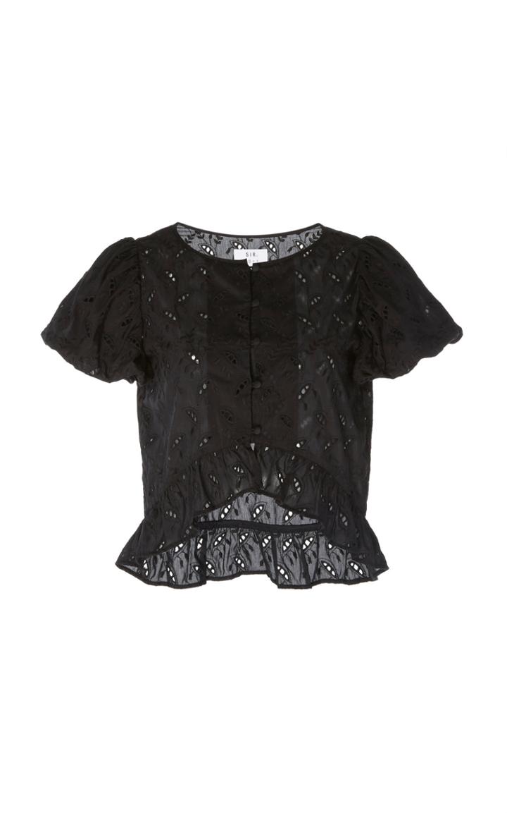 Sir The Label Elodie Broderie Anglaise Cotton And Silk-blend Top
