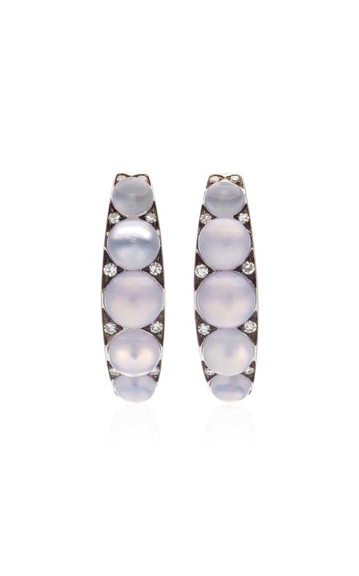 Sylva & Cie Chalcedony, Diamond 18k Yellow Gold Hoop Earrings