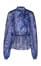 Moda Operandi Zuhair Murad Printed Pussybow Chiffon Blouse Size: 32