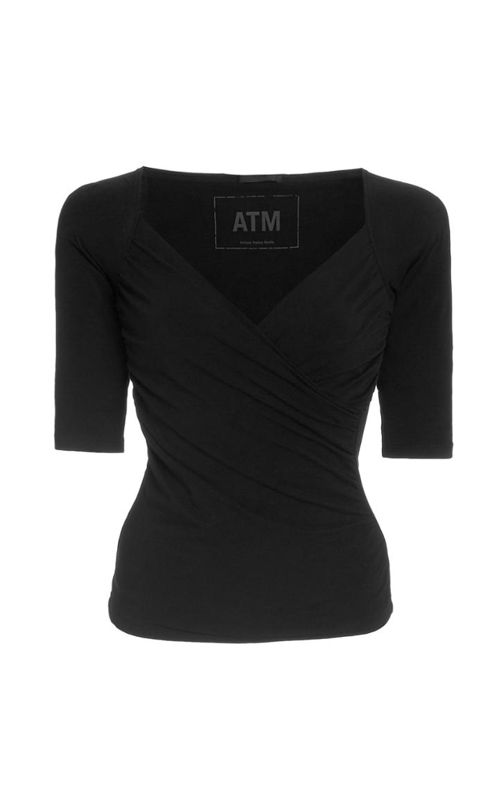 Atm Anthony Thomas Melillo Pima Cotton Wrap-front Top