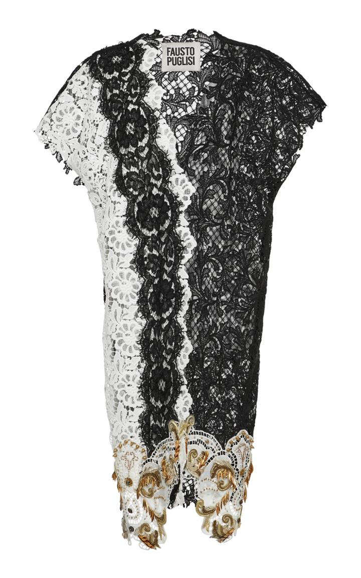 Fausto Puglisi Contrast Macrame Lace Coat