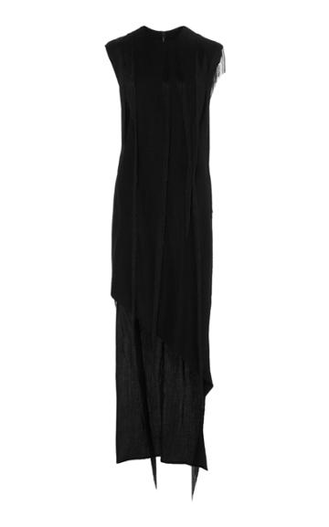 Narciso Rodriguez Black Metal Chain Embroidered Wool Dress