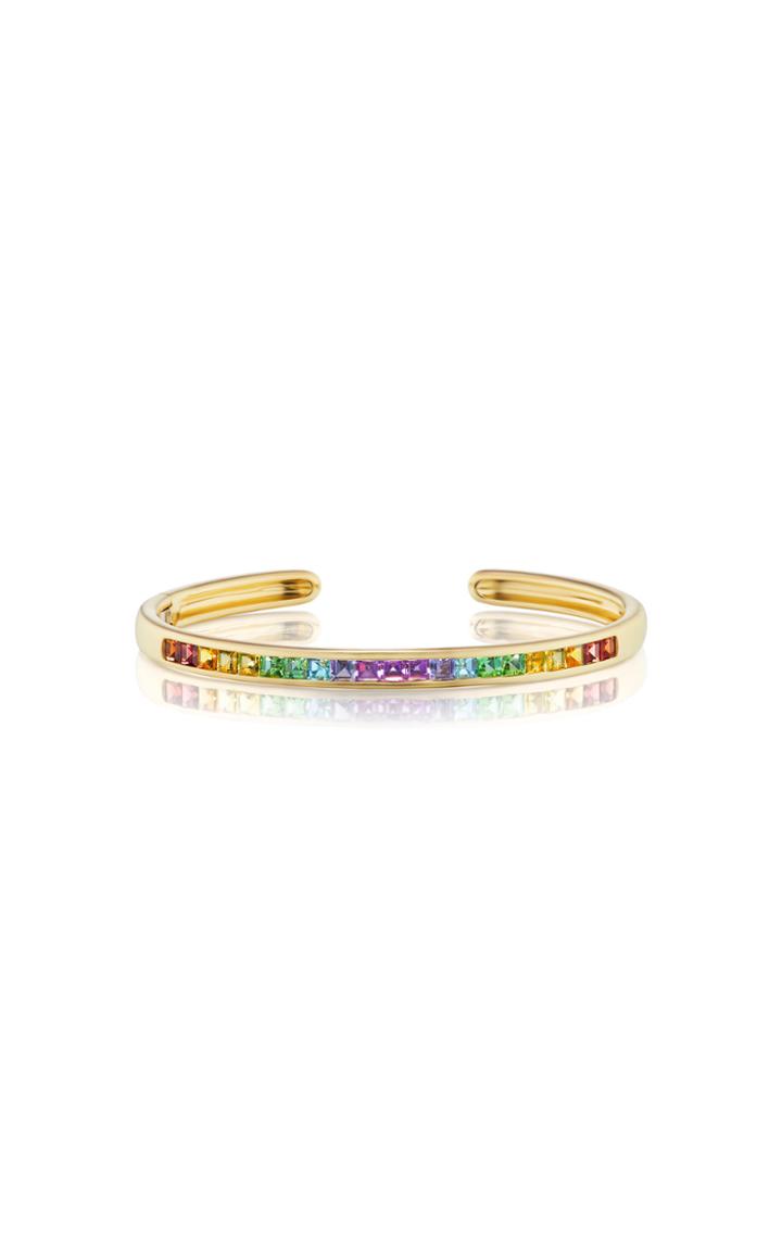 Moda Operandi Jane Taylor Cirque Oval Hinged Cuff With Rainbow Gemstones