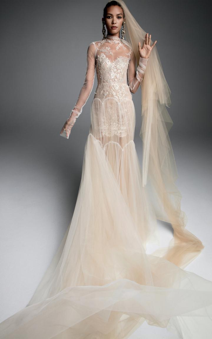 Vera Wang Sandrine Tulle Gown With Arch Tiered Skirt