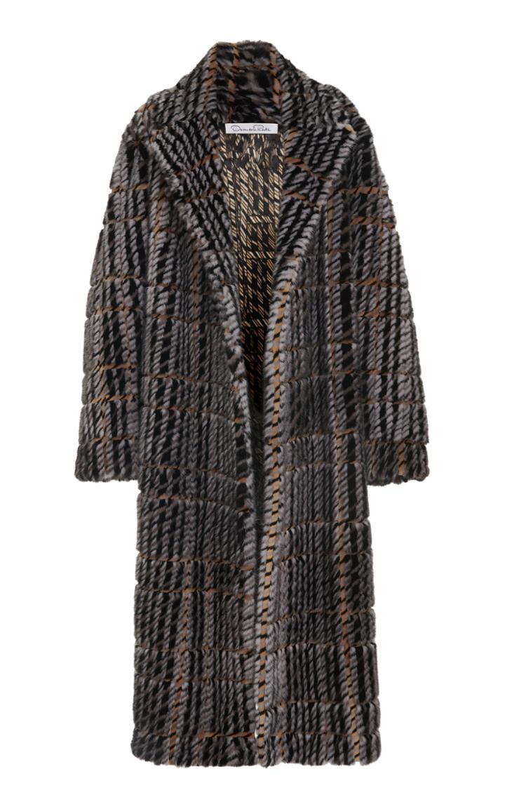 Oscar De La Renta Tweed-trimmed Mink Fur Coat