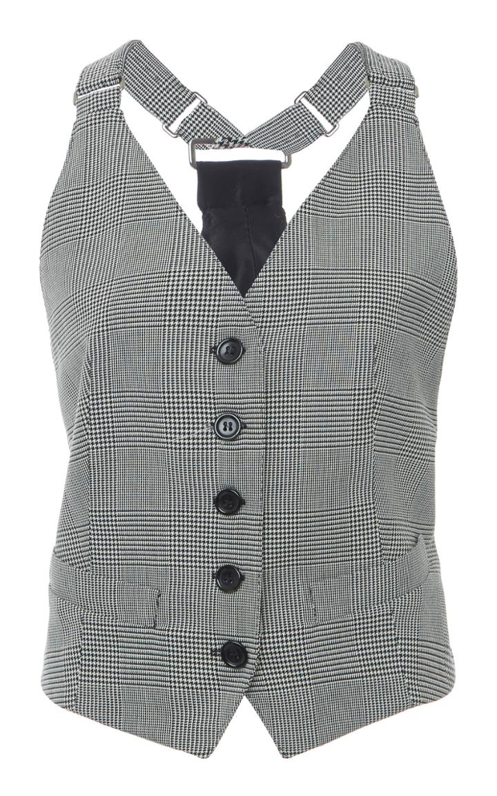 Moda Operandi Max Mara Arley Prince Of Wales Checked Cotton Vest Size: 2