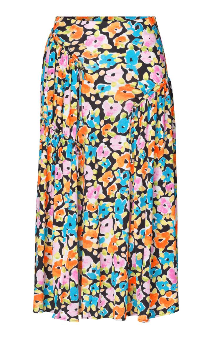 Moda Operandi Stine Goya Paloma Ruched Floral Crepe Midi Skirt