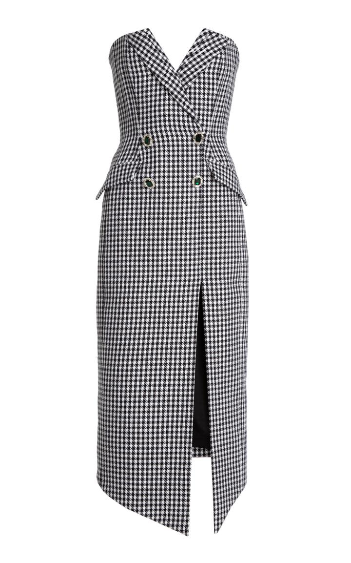 Moda Operandi David Koma Houndstooth Tweed Midi Dress