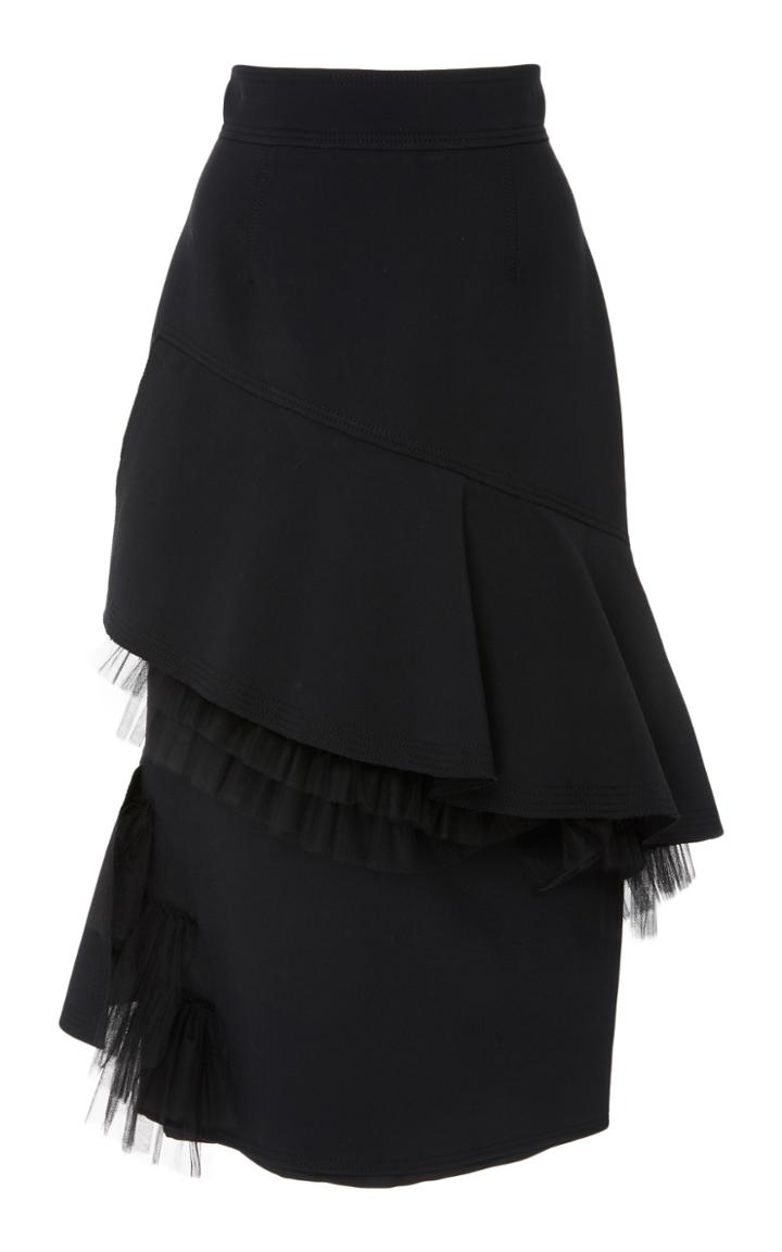 Summa Ruffled Paneled Skirt With Tulle