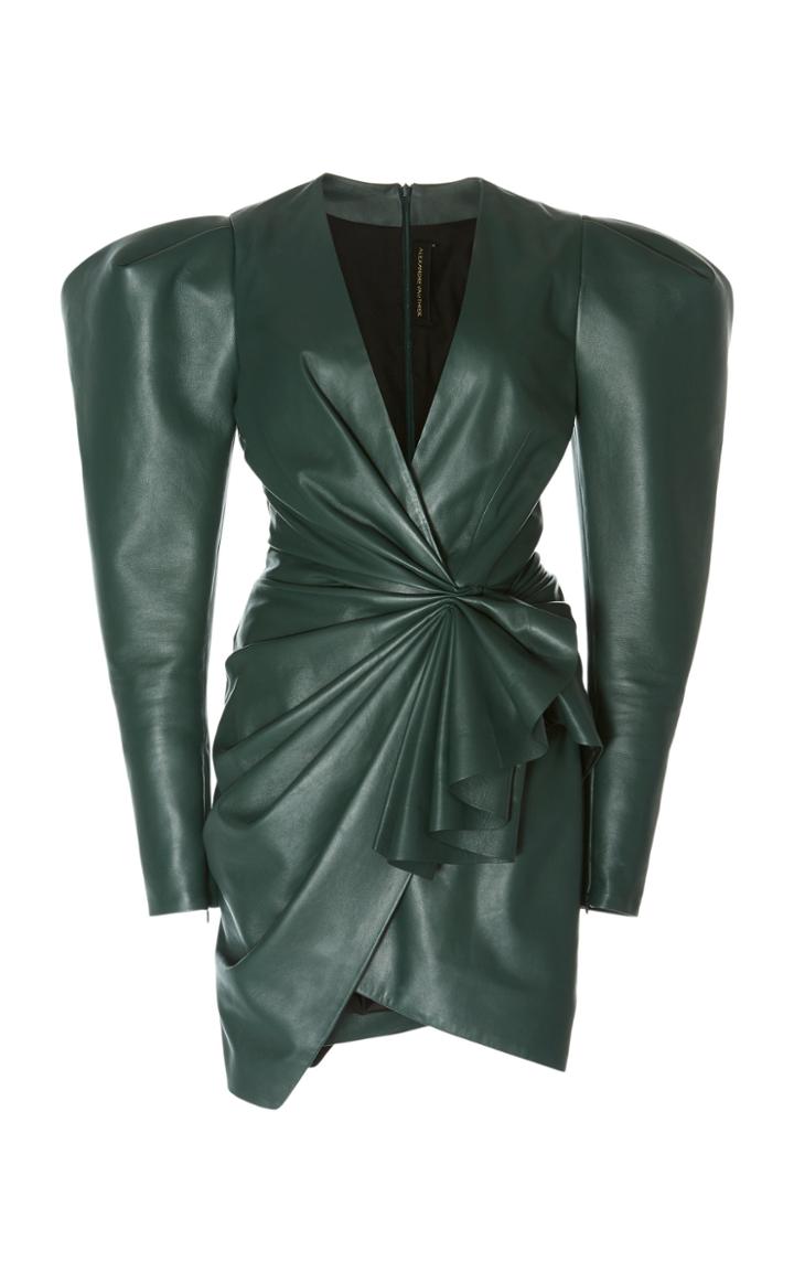 Alexandre Vauthier Ruched Leather Mini Dress