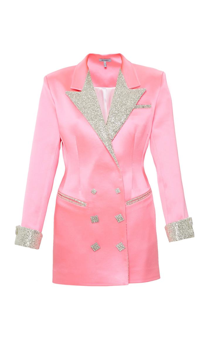 Moda Operandi Mach & Mach Pink Blazer Dress With Crystal Buttons