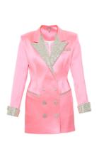 Moda Operandi Mach & Mach Pink Blazer Dress With Crystal Buttons