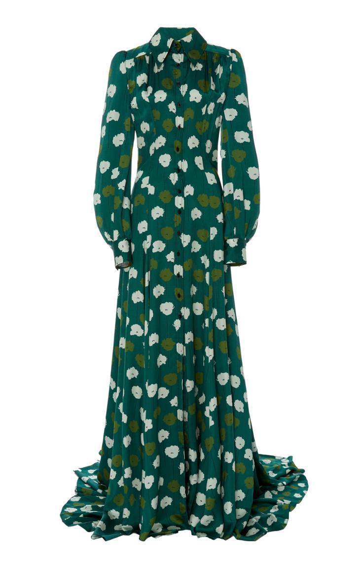 Carolina Herrera Puff-sleeve Fitted Trench Gown