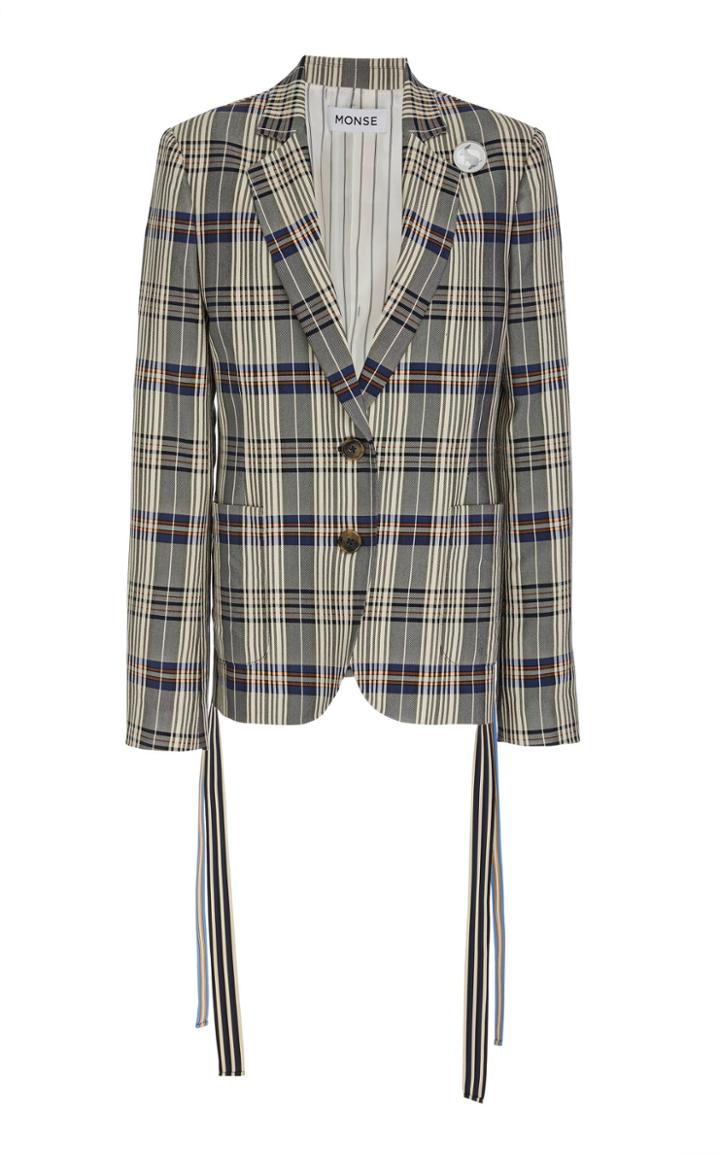 Monse Plaid Grosgrain Blazer